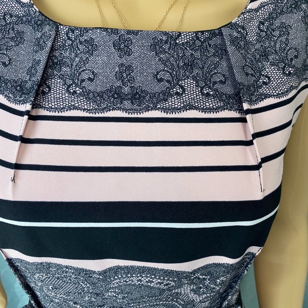 Maglia Empire Waist Pink & Black Lace Print - Picture 5 of 10